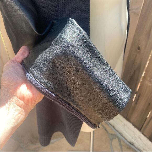 Maje chunky cotton blend cardigan with leather detailing size 2/medium - Picture 7 of 9